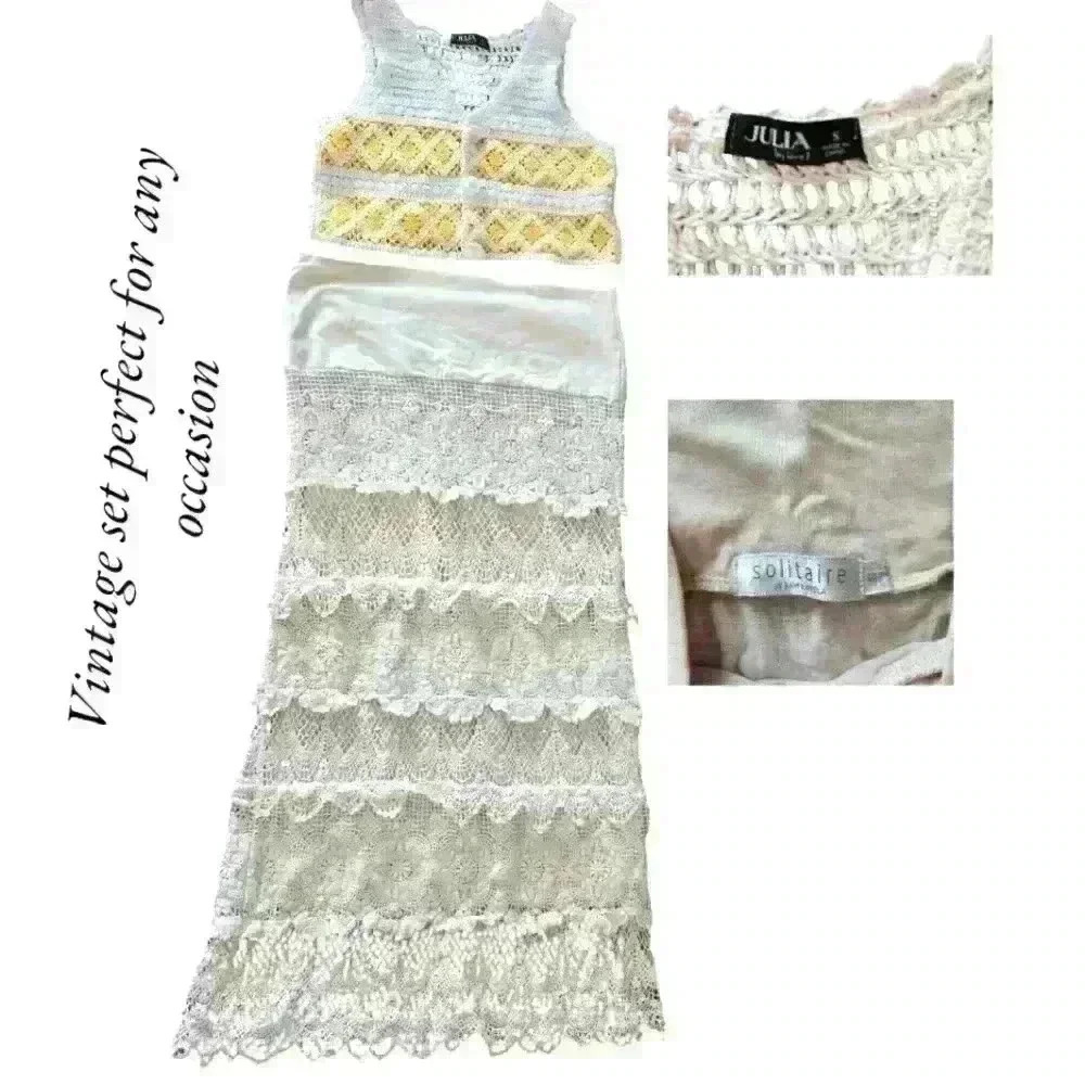 Set of Vintage Julia Crochet croptop & Solitaire 5 layer Skirt by Ravi Koshla, S - Picture 4 of 4